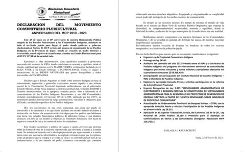 Argentina Declaracion Del Movimiento Comunitario Pluricultural Aniversario Del Mcp 2013 2023