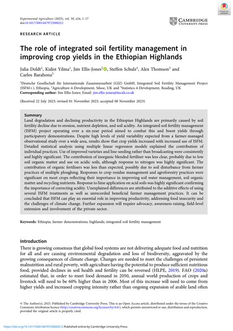 Pdf The Role Of Integrated Soil Fertility Management In Improving