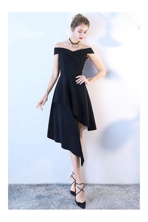 Chic Black High Low Party Dress Off Shoulder 748 Bls86014