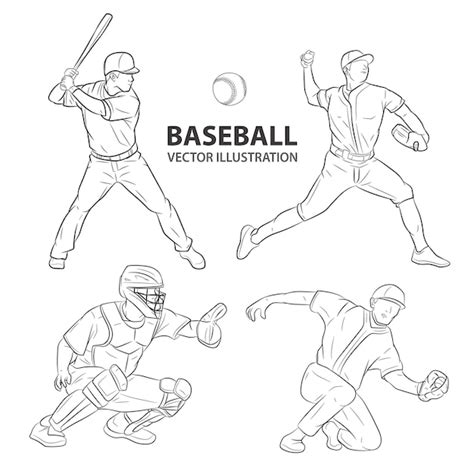 Premium Vector Baseball Player Image Illustration Set