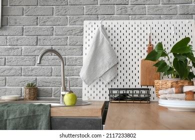 Modern Counter Pegboard Kitchen Utensils Near Stock Photo 2117233802 | Shutterstock