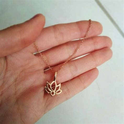 Gold Lotus Necklace Gold Lotus Flower Necklace Gold Lotus Pendant