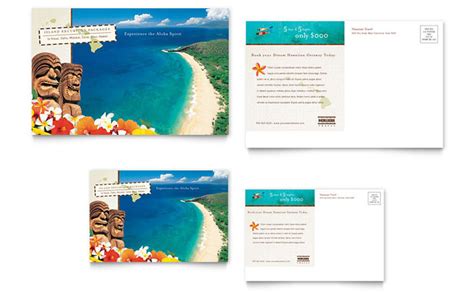 Hawaii Travel Vacation Postcard Template Design