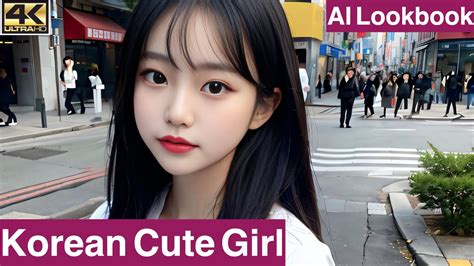 Ai Lookbook 4k Korean Cute Girl White Shirts And Black Mini Skirt