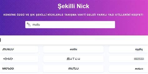 Şekilli Nick Yazı Stilleri Şekilli Semboller Nick Oluşturucu