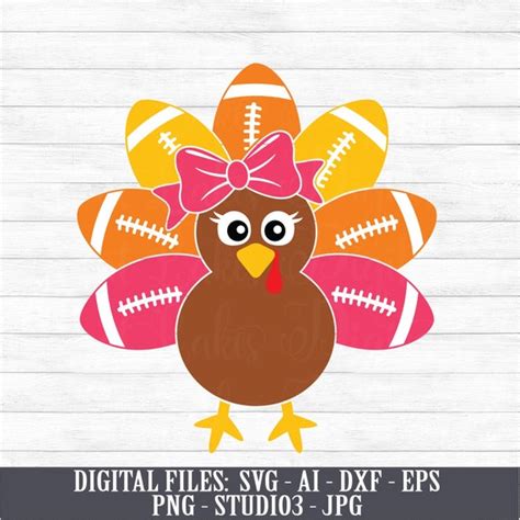 Thanksgiving Football Turkey Instant Digital Download Svg Etsy