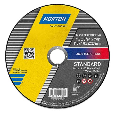 Norton Disco Corte Standard Inox 115x1 0x22 23mm Patria Unida