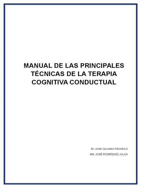 Pdf Manual De Las Principales T Cnicas De Terapia Cognitiva