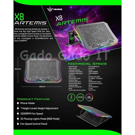 Jual Cooling Pad Gaming Laptop Coolingpad Nyk X Artemis X Inch