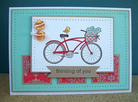 Handmade Card Bicycle With A Full Basket Uses Freshly Made