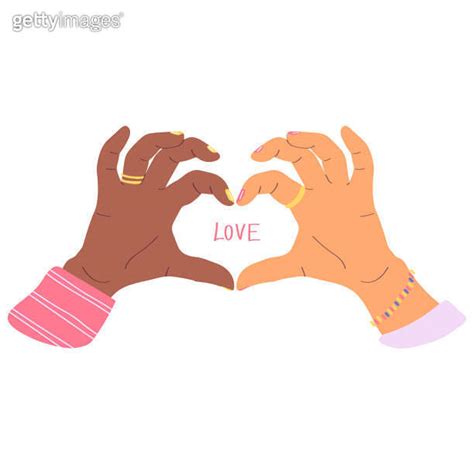 Two Hands Of Different Nationalities Show A Heart Gesture Love Lgbt