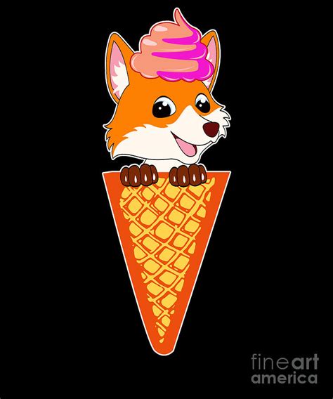 Funny Fox With Ice Cream Forest Cute Animal T Digital Art By Lukas