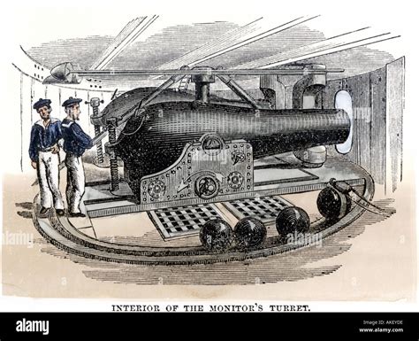 Artillery Inside The Revolving Turret Of The Ironclad Us Gunboat