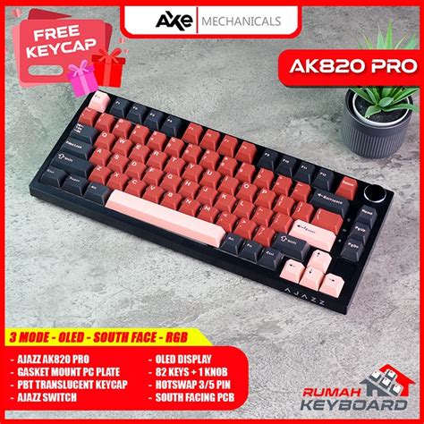 MECHANICAL KEYBOARD AJAZZ AK820 GTS PRO 75 OLED CHERRY KEYCAP