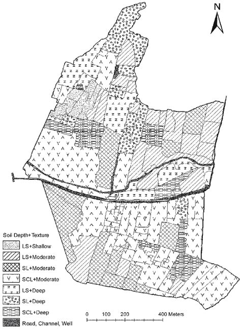 Soil depth and texture for each fi eld in the watershed (LS, loamy ...