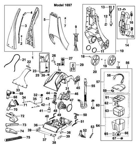 Bissell 1697 Powersteamer Pro Upright Deep Cleaner Parts Usa Vacuum