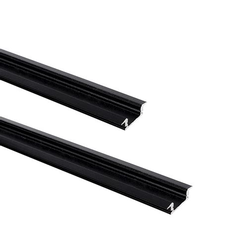 Calha Abas Para Fita Led Preto Difusor Preto Para Embutir L