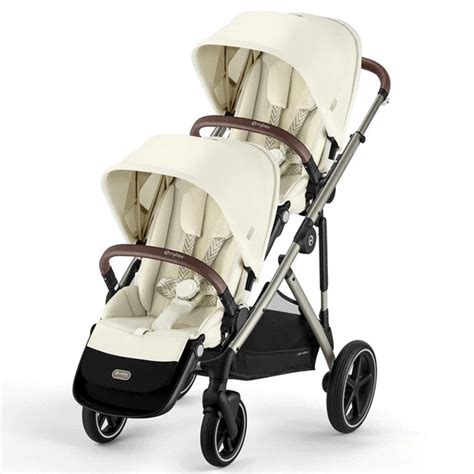 Cybex Gazelle S Double Stroller Bundle Taupe Frame Seashell Beige