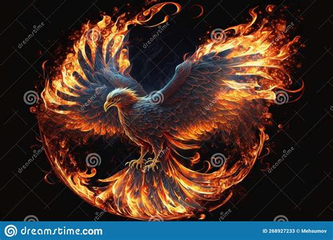 Phoenix Bird Risen From The Ashes Fire Bird Burning Bird Stock