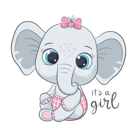 Cute Baby Elephant With Phrase It S A Girl 3417315 Vector Art At Vecteezy