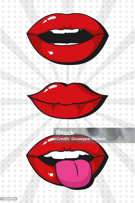 Kartun Bibir Seni Pop Ilustrasi Stok Unduh Gambar Sekarang Bibir