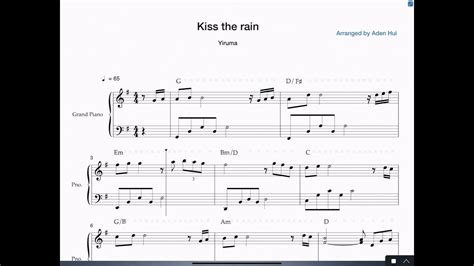 Kiss The Rain Yiruma Easy Piano Sheet Version Youtube