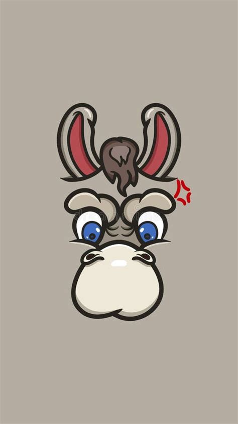 Cute Cartoon Donkey Face with Angry Expression. Clip Art Vector Stock ...