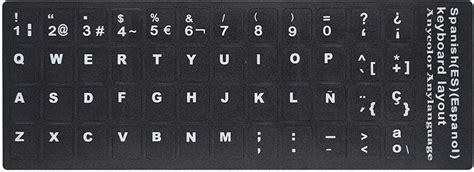 Buy 2 PCS Spanish Keyboard Stickers with Non-Transparent Black Background & White Letters for ...