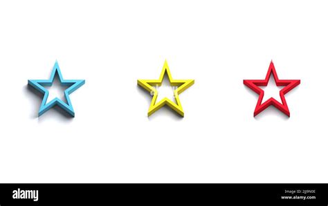 Three Stars Blue Yellow Red Colors Web Symbol 3d Icon Back To School