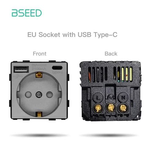 Bseed Prise Lectrique Murale Double Usb Type C Prises De Courant Eu