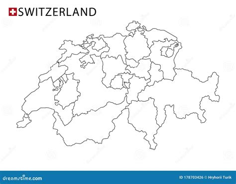 Mapa Suizo Regiones De Esquema Detallado En Blanco Y Negro Del Pa S