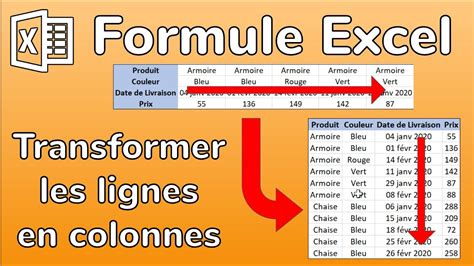 Formule Excel Comment Transformer Les Lignes En Colonnes