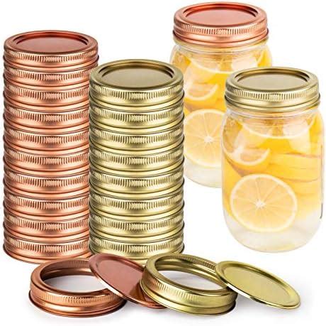 24 Sets Canning Lids And Bands FERTOY Mason Jar Lids Golden Rose