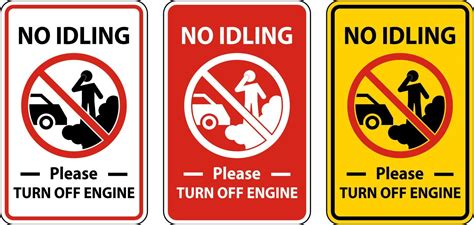 No Idling Turn Off Engine Sign On White Background 7487177 Vector Art