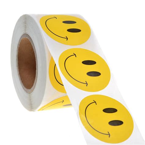 1 1/2inches Round Yellow Smiley Face Happy Stickers/ Color Coding ...