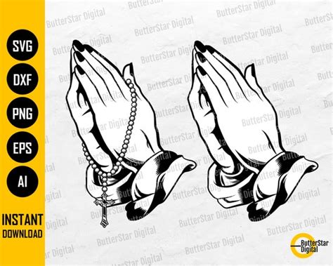 Praying Hands With Rosary Svg Filereligious Catholic Svg Commercialpersonal Use Cricut Svg