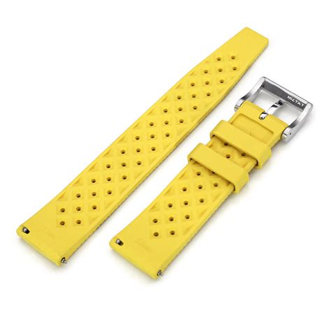 Quick Release Yellow Tropic Rubber Watch Strap 20mm 22mm Strapcode