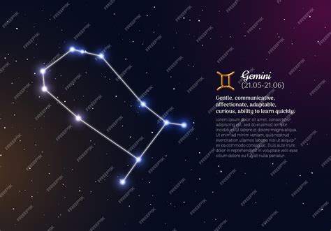 Premium Vector Gemini Zodiacal Constellation With Bright Stars Gemini