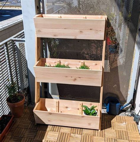 Vertical Cedar Ladder Planter With Deep Root Vegetable Boxes Etsy