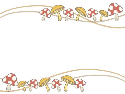カラフルなキノコのフレーム 無料イラスト素材｜素材ラボ