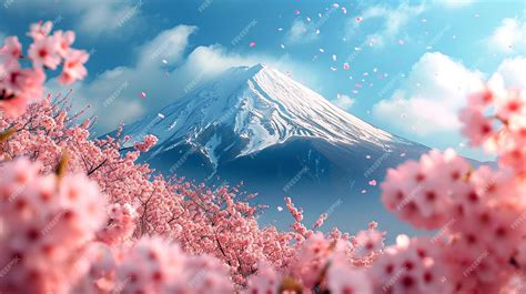 Premium Photo | Iconic Mount Fuji in Japan with cherry blossoms in the ...