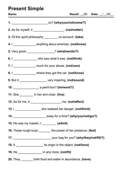 101 Printable Present Simple PDF Worksheets With Answers Grammarism