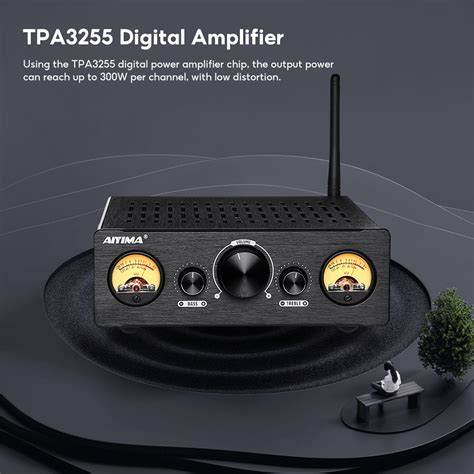 AIYIMA TPA3255 Bluetooth Power Amplifier 300Wx2 VU Meter 2 0 Stereo