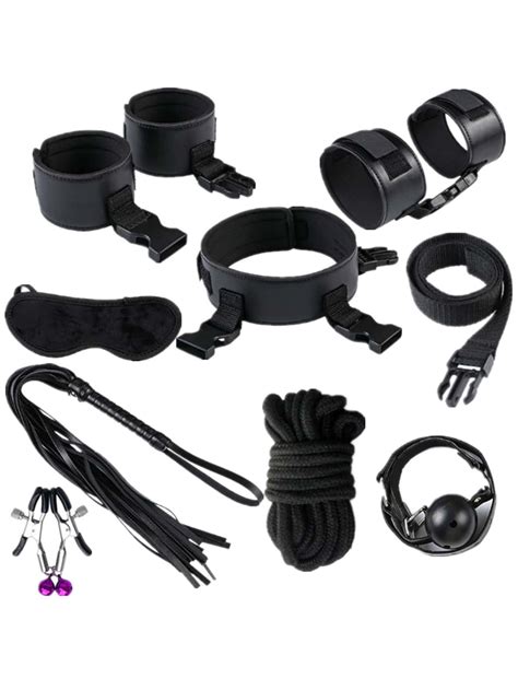 26pcs Black Bdsm Bondage Restraint Set Sex Toys For Woman Adult Sandm