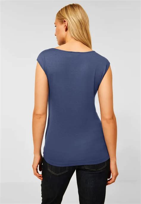 Street One T Shirt Mit U Boot Kragen Für Damen In Blau Ada Street One