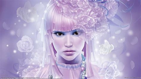 Gril Digital Art Beauty Lady Soul Cg Flower Lips Female Art