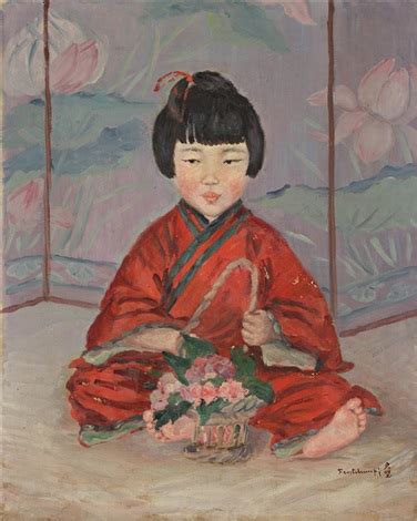 Petite Fille Au Bouquet De Fleurs By Fang Junbi On Artnet