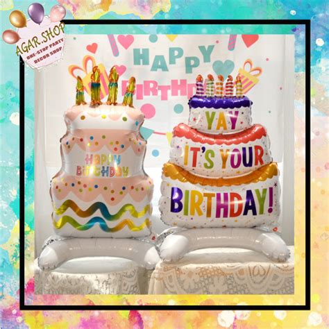 Agar Shop Standy Cake Foil Balloon With Base Aluminum Foil Balloon