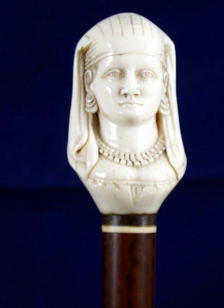 Snakewood Walking Stick With Ivory Handle Depicting An Egyptian Figure