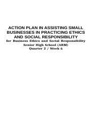 12 ABM BESR Q2 Week 6 Docx ACTION PLAN IN ASSISTING SMALL BUSINESSES